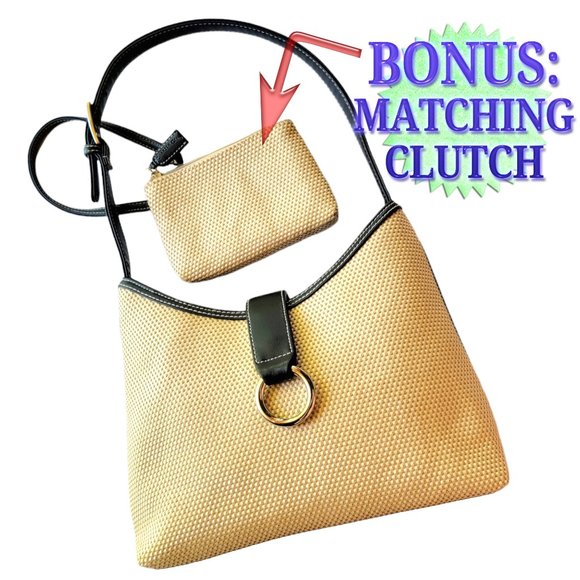 Charter Club Straw Shoulder Bag Handbag with Matching Clutch - Picture 1 of 16